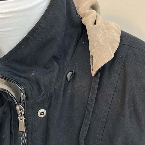 London Fog zip & button jacket removable hood lined pockets adjustable waist S - Picture 4 of 16